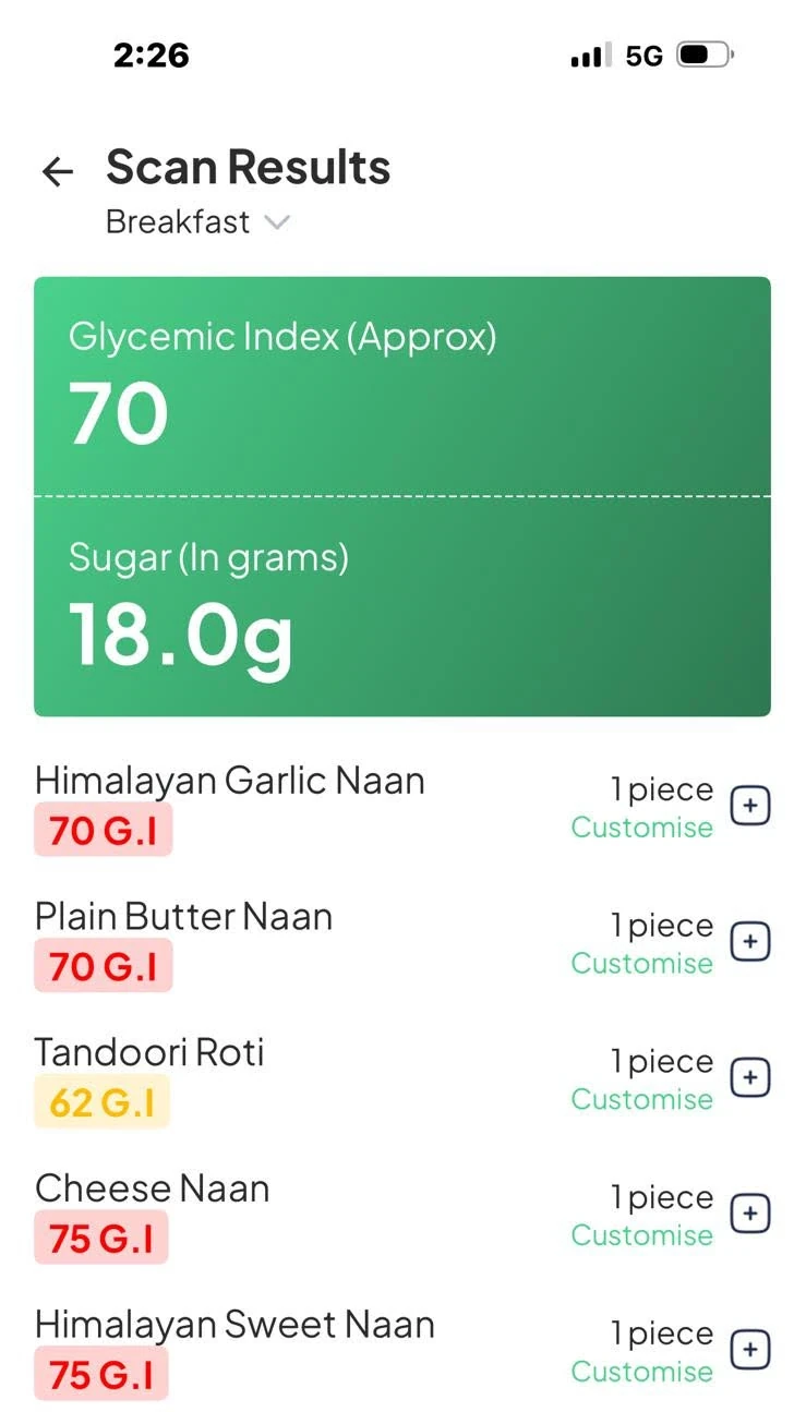 Results from scanning blurry menu